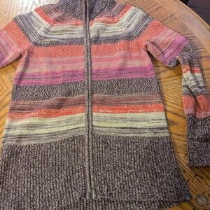 Eddie Bauer 100% cotton zip‎ up striped sweater